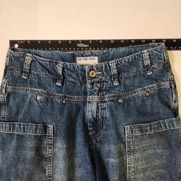 Free People We The Free Oasis Crop Jeans 28 Blue Denim Utility 89652655 - Picture 4 of 8